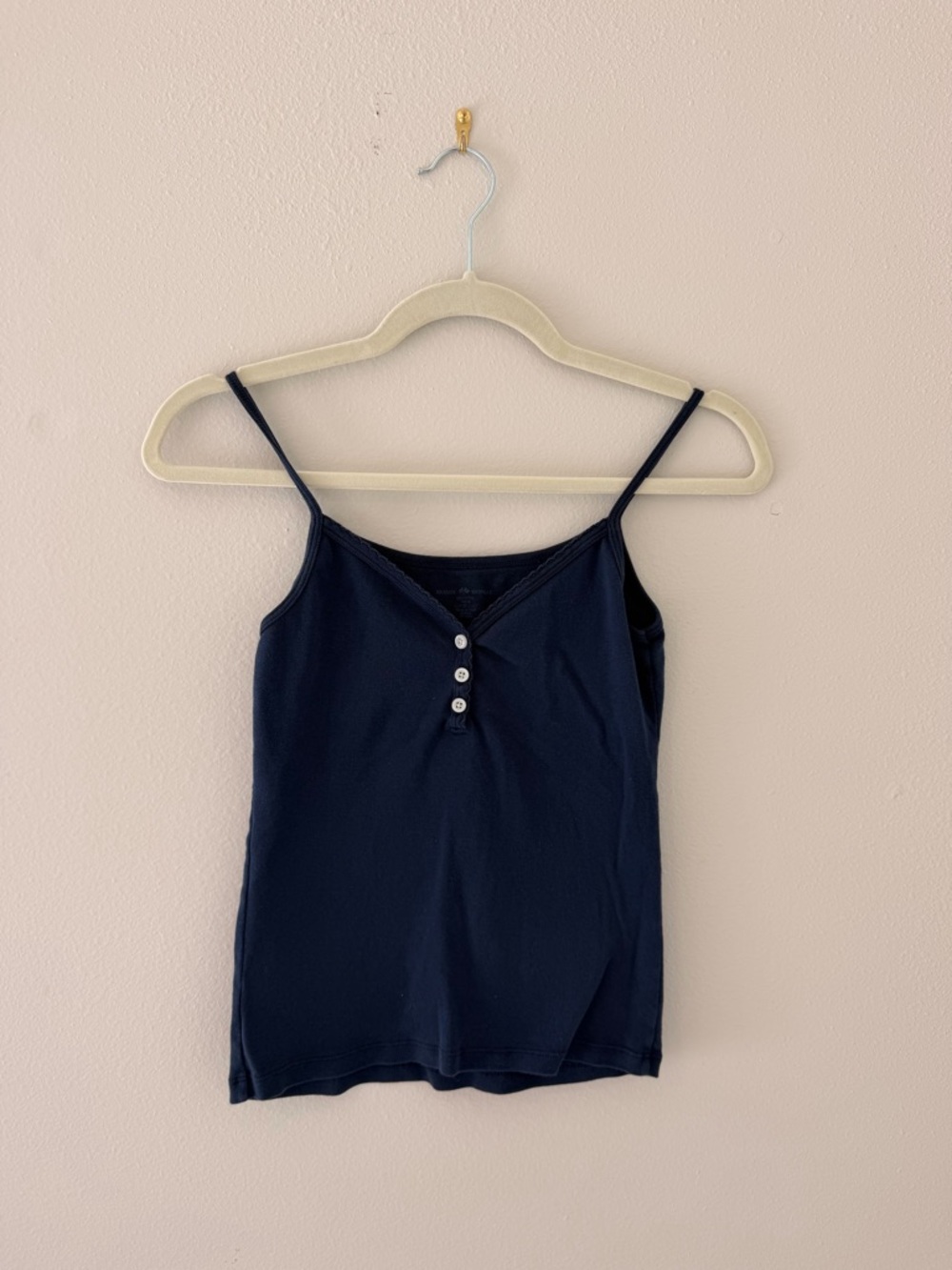 Brandy Melville Navy Spaghetti Strap Henley Tank